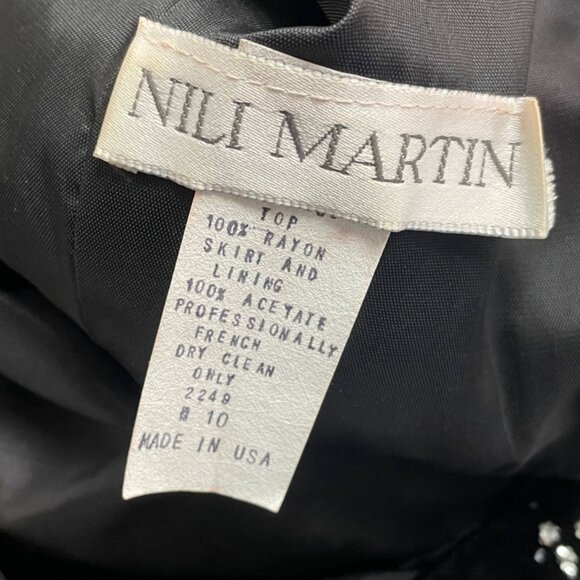 Vintage Nili Martin Womens Black Velvet & Taffeta Gown Dress With Sequins Sz 10 - Picture 8 of 8